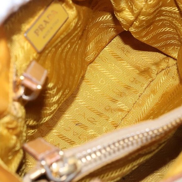 PRADA Hand Bag Canvas Beige Gold Auth EC435 - Picture 12 of 16